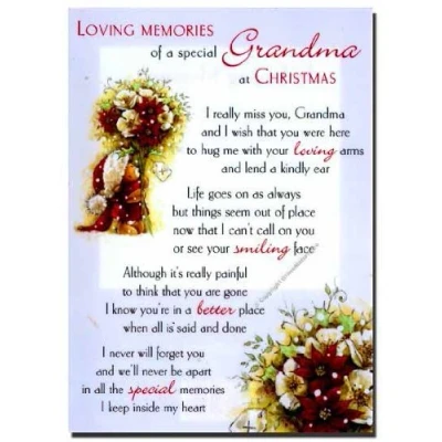 Image of Grave Card Loving Memories of a Special Grandma at Christmas Free Holder CMX13