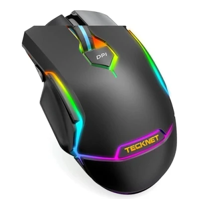 Image of TECKNET Gaming Mouse, 16000 DPI Adjustable Wired 9 Programmable buttons Optical Computer LED Backlit RGB Fire Button, Ergonomic Laptop Mice for PC