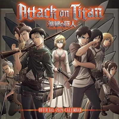 Image of Attack On Titan 2024 Calendar, Month To View Square Wall Official Product