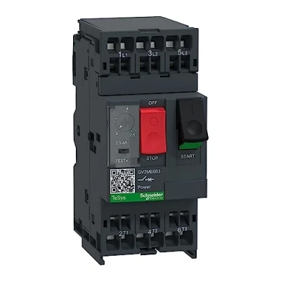 Image of Schneider Electric, Motor circuit breaker, TeSys GV2, 3P, 2.5 4 A, thermal magnetic, screw clamp terminals, GV2ME08