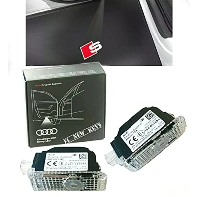 Image of Audi 4G0052133J Entry Lights LED Projector S Logo Diamond Lighting Projection Red/White