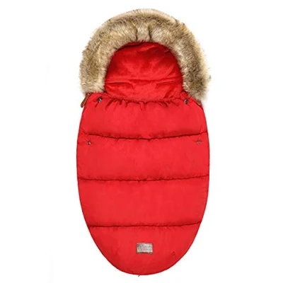 Image of Pram Universal Footmuffs Fleece Lined Snuggly Cosy Toes Footmuff Bunting Bags Waterproof Fitting for Pushchairs Strollers Prams Buggy Car Seat (Red)