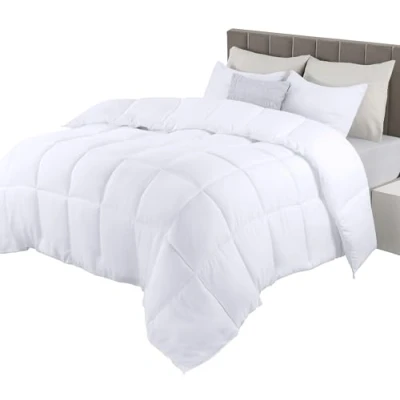 Image of Utopia Bedding Duvet, Box Stitched Solid 10.5 Tog Quilt with Corner Tabs (White, Superking)