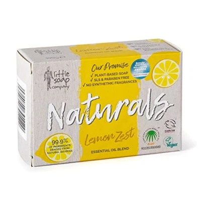 Image of Little Soap Company Naturals Range Bar Vegan, Cruelty Free, No SLS or Parabens, Refreshing Cleansing bar, Natural Eco Friendly Body &amp; Hand Soap, 100g (Lemon Zest)