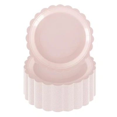 Image of PHUNAT 50PCS Pink Party Plates 7&#039;&#039;/18cm, Disposable Dessert Plates, Paper Dishes, Cake Baby for Birthday, Shower, Supplies Decorations