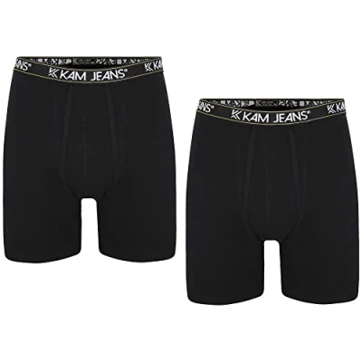 Image of Kam Menswear Big &amp; Tall 2 Pack Jersey Boxers Mens Black Cotton Size 2XL