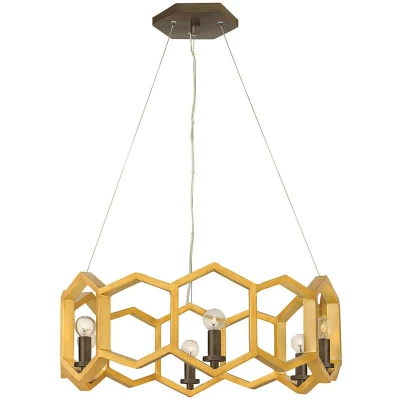 Image of Moxie 6 Light Ceiling Pendant Gold, E14