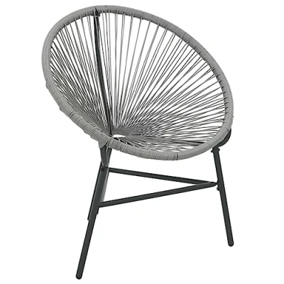 Image of vidaXL Garden Moon Chair Stylish &amp; Durable Poly Rattan Design Weather Resistant Comfortable Easy Assembly Grey