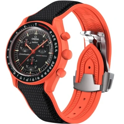 Image of REBANDACE Strap for Omega x Swatch Moonswatch Watch 20mm,Folding Buckle Compatible Speedmaster,Curved No Gap Replacement fo Men Women