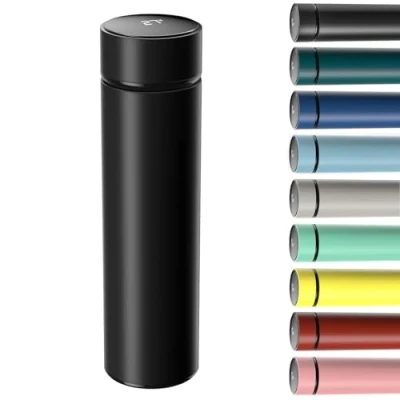 Image of Homealexa 500ml Coffee Cups Travel Mugs, Water Bottle Vacuum Insulating Cup 304 Stainless Steel, Touch Screen Temperature Gauge, Smart Mug for Heat and Cold (A Black)