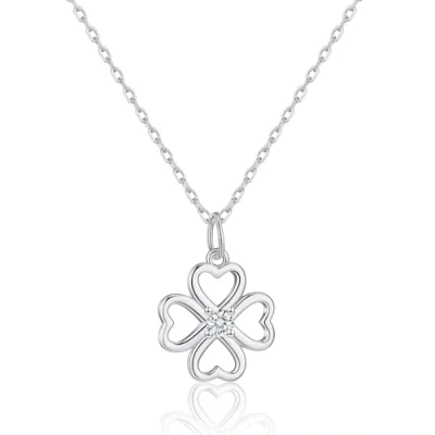 Image of Philip Jones Sterling Silver Clover Necklace Created with Zircondia® Crystals