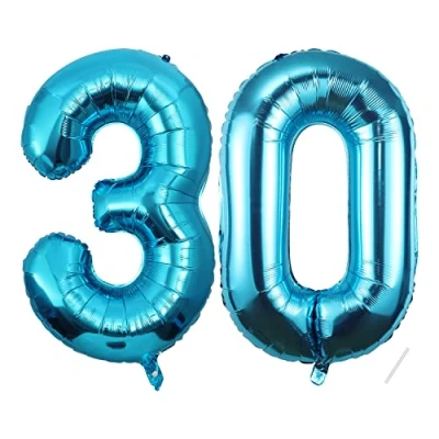 Image of Number Balloons 30,Blue 30 Balloon 40 Inch Giant Helium Foil for Boys Girls 30th Birthday Party Decor Anniversary Decorations Supplies