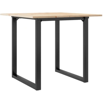 Image of vidaXL Dining Table O Frame 80x80x75 cm Solid Wood Pine and Steel