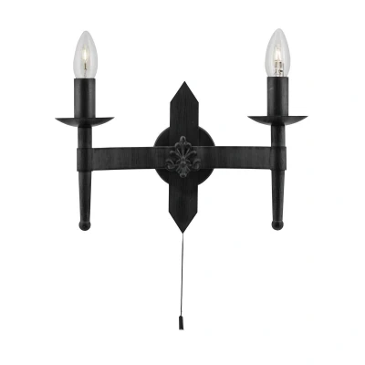 Image of Cartwheel 2 Light Indoor Candle Wall Black, E27
