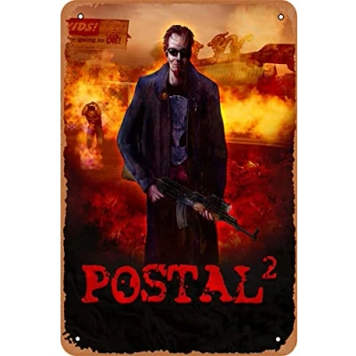 Image of Clilsiatm Postal 2 Game Poster Retro Vintage Decor Metal Tin Sign 12X8 Inches