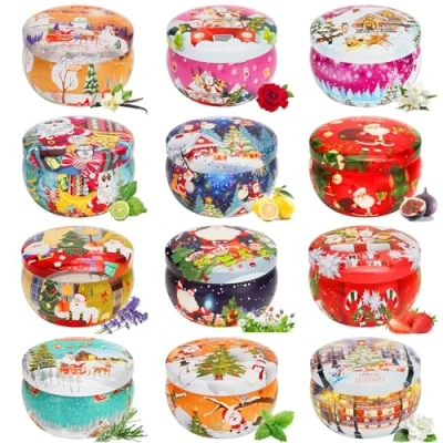 Image of 12 PCS Christmas Candles Scented for Home 2.5oz Aromatherapy Candle Gift Set Women Her Christmas,Birthday,Thanksgiving,Mother&#039;s Day