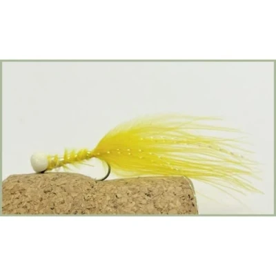 Image of 6 Pack of Barbless Yellow Booby trout Fishing Flies, Size 10 Lures for rainbow