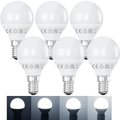 Image of Belns Melns E14 LED Bulbs Dimmable, 6500K Daylight White, 5W (Equivalent to 40W), Small Edison Screw (SES) Golf Ball Flicker Free Dimmable Pack of 6