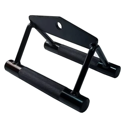 Image of qibylift Deluxe LAT Pull Down Bar Strength Training Double D Handle Tricep V Shaped Press with Rubber (Black)