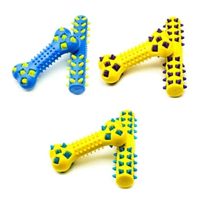 Image of Petopedia 2 X SPIKE Dog Chew Toys for Dogs Bone SQUEAKY Strong Tough Teething DOUBLE LAYERED Interactive Boredom Balls (Assorted (Any 1 Pair), &amp; Stick)