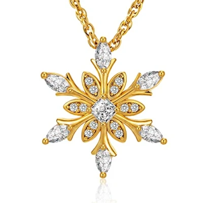 Image of murtoo Women Necklace Snowflake Pendant and Decorated with Crystal Gift for (Gold)