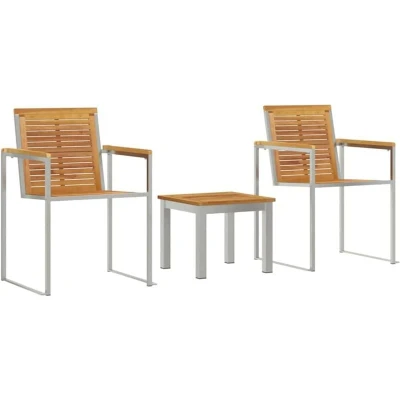 Image of vidaXL Sun Lounger with Garden Chairs 3 pcs Solid Wood Teak