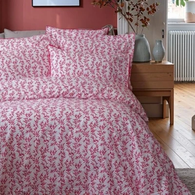 Image of LERUUM Girls Double Duvet Cover Cotton Bedding Reversible Fuchsia Pink Coquette Quilt Set (Double Bedding)