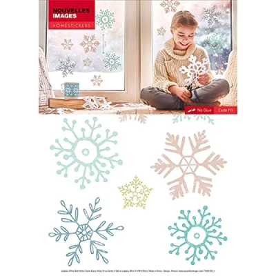 Image of Nouvelles Images Window Stickers Snow Etoiles, Polyvinyl, Multicoloured, 8 x 0.02 cm