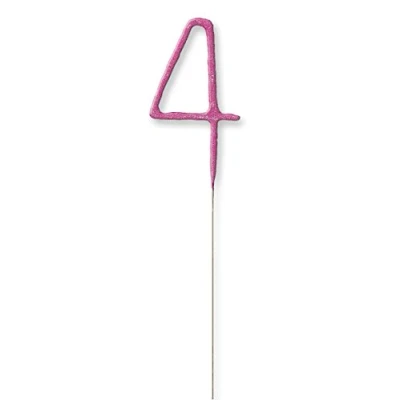 Image of Unique Party 37394 Glitz Pink Number 4 Sparkler Candle