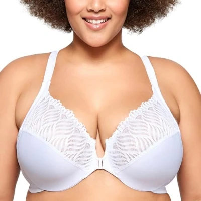 Image of Glamorise Full Figure Plus Size Front Closure T Back Wonderwire Bra Underwire #1246 White