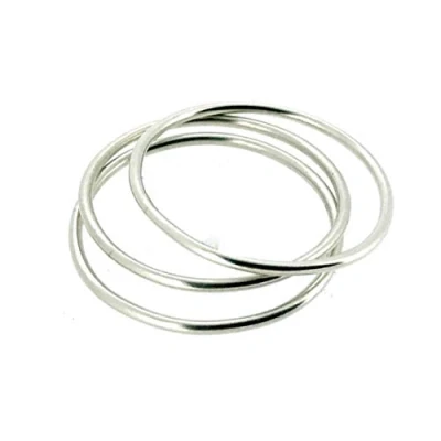 Image of 1mm Sterling Silver Skinny Round Band Stacking Ring Polished Finish UK Size set of 3 (Z)