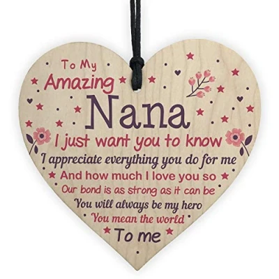 Image of RED OCEAN Cute Nana Wooden Heart Nan Birthday From Grandchildren Grandparent Plaque