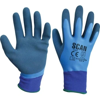 Image of Scan SCAGLOLATWPM Double Latex Waterproof Gloves Size 8