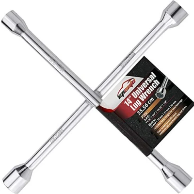 Image of EPAUTO 14&quot; Heavy Duty Universal Lug Wrench, 4 Way Cross Wrench