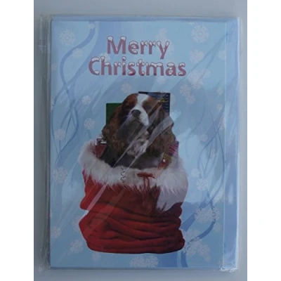 Image of Faithful Friends CAVALIER KING CHARLES BLENHEIM CHRISTMAS CARD MERRY DOG GREETING