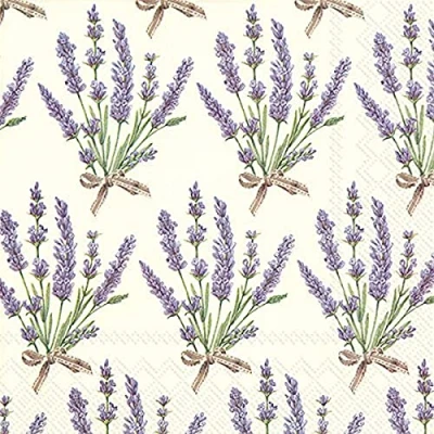 Image of Bouquet of Lavender Cream 3ply Napkin 20pk (33 x 33 cm)
