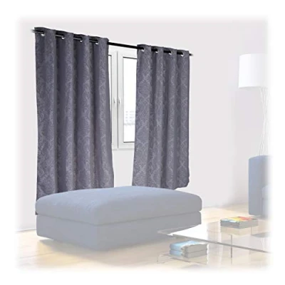 Image of Relaxdays Curtains, Set of 2, Opaque &amp; Darkening, Bedroom, Living Room, Pattern, Blackout Blinds, HxW: 175x135 cm, Grey