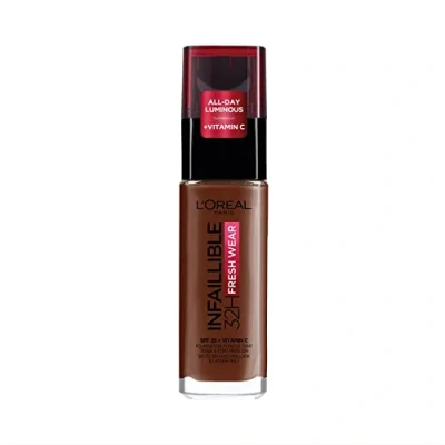 Image of L&#039;Oréal Paris Liquid Foundation, Full Coverage, Lasting Wear, With Vitamin C and SPF 25, Infallible 32H Fresh 390 Ebony