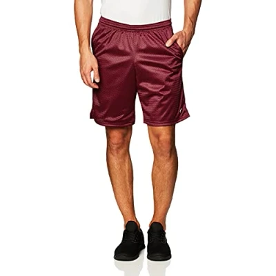 Image of Champion Men&#039;s Mesh Gym, Lightweight Athletic Shorts (Reg. Or Big &amp; Tall), Bordeaux Red C Patch Logo, Large