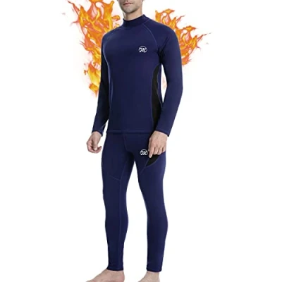 Image of MEETWEE Men&#039;s Thermal Underwear Set, Compression Base Layer Long Johns Sleeve Top Shirt Suit for Winter Workout Blue
