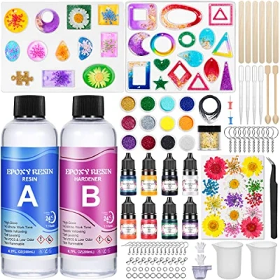 Image of ZOPALY Epoxy Resin Kits for Beginners, 400ml Crystal Clear Resin, Accessories with Moulds, Dried Flowers, Pigment, Glitter, Gold Leaf, Starter Kit Jewelry Making