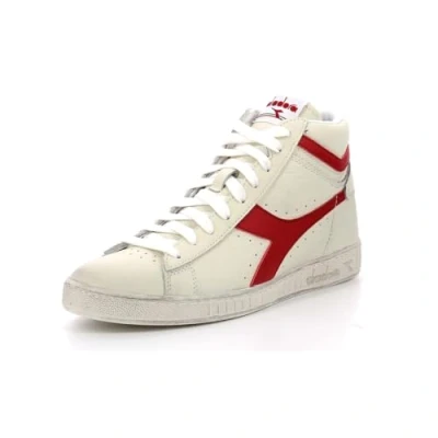 Image of Diadora GAME Unisex Hightop trainers, Size: 6, White/red pepper Leather