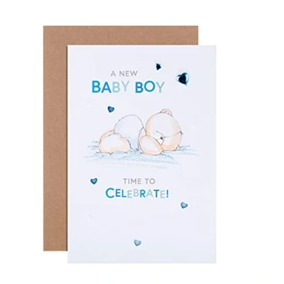 Image of Hallmark Baby Boy Birth Card Forever Friends Blue Design