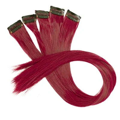 Image of CAISHA 22&#039;&#039; 5 Pieces Colorful Highlights Clip In Extensions Hair Extension Straight Long Hairpiece Red BST123