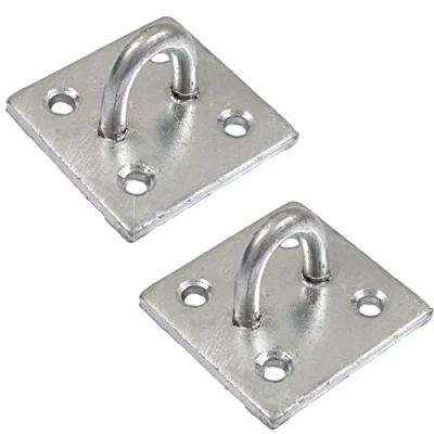Image of 2X Galvanised Staple On Plates Heavy Duty Boat Mooring Rings