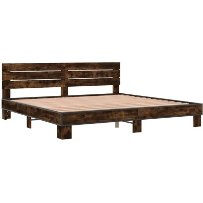 Image of vidaXL Bed Frame without Mattress Smoked Oak 200x200 cm