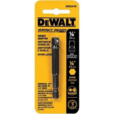 Image of DEWALT DW2541IR 1/4 Inch Hex to Square Impact Ready Socket Adaptor