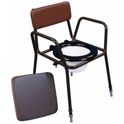 Image of Aidapt Free Standing height Adjustable Commode Chair with Padded Back, 5 Litre Bucket, Arm Support and Over Seat Already Assembled Aid