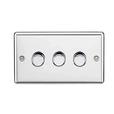 Image of KnightsBridge 3G 2 way 10 200W (5 150W LED) trailing Edge dimmer Rounded Polished Chrome