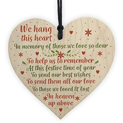 Image of RED OCEAN MUM DAD NAN Memorial Christmas Tree Bauble Wooden Hanging Heart Xmas Decoration Sign